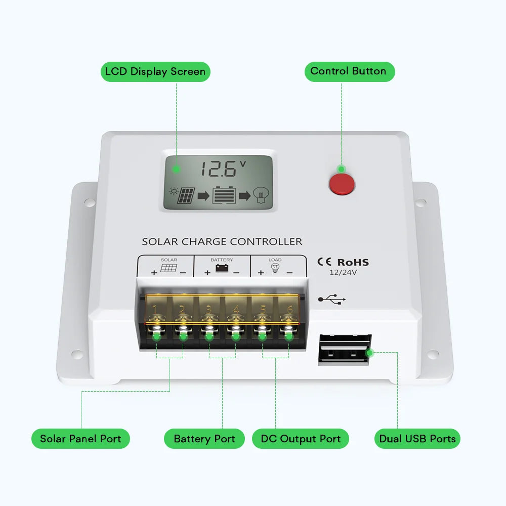  PWM Solar Charge Controller with LCD Display