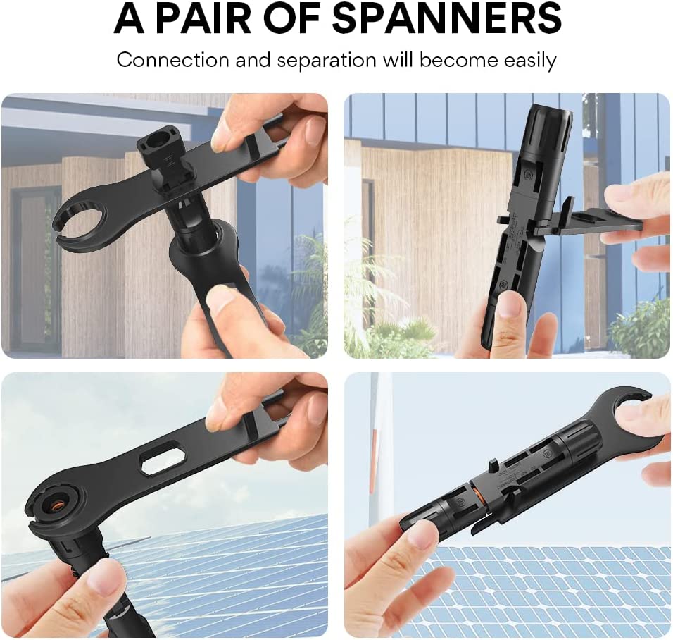 Bateria Power Solar Cable Connectors, Male＆Female IP67 Waterproof Solar Panel Connectors with Spanners…