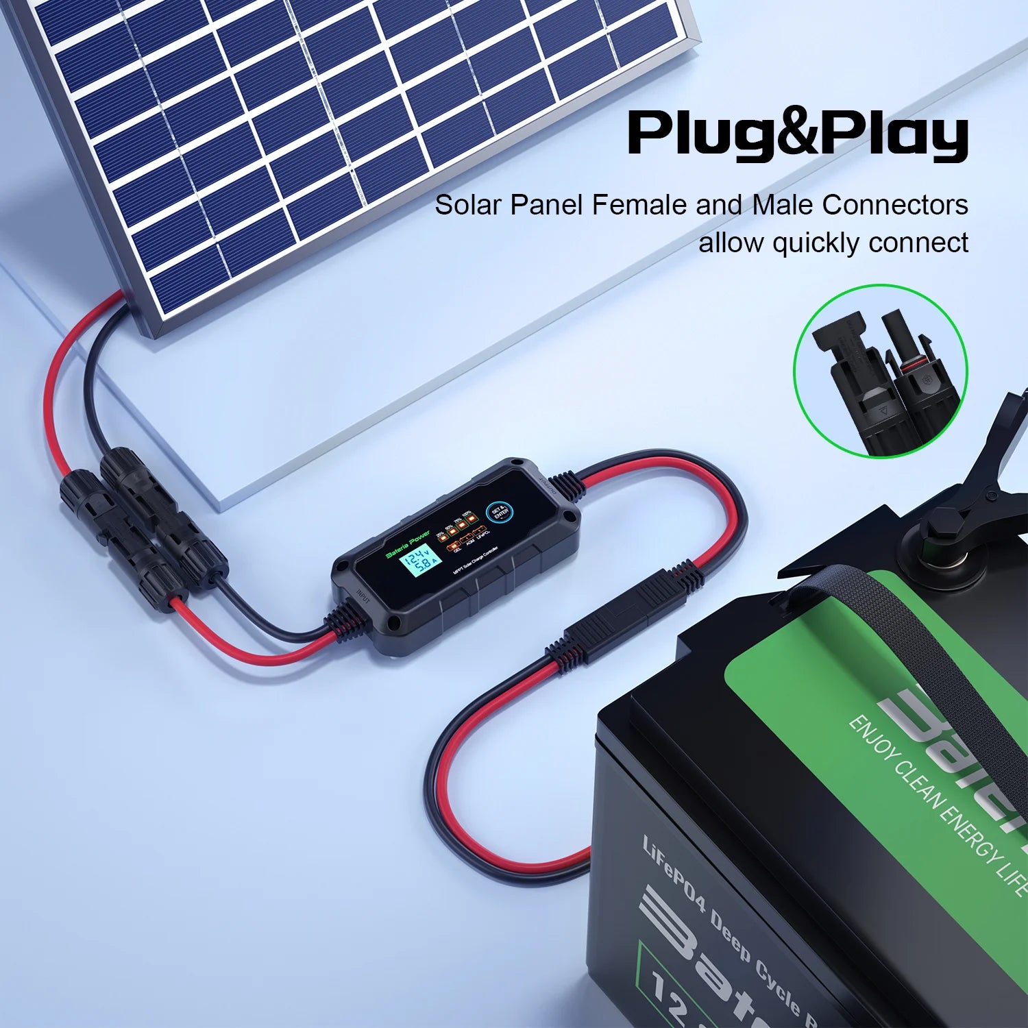  Bateria Power 12 Volt Intelligent Portable Solar Panel Controller Solar Regulator 