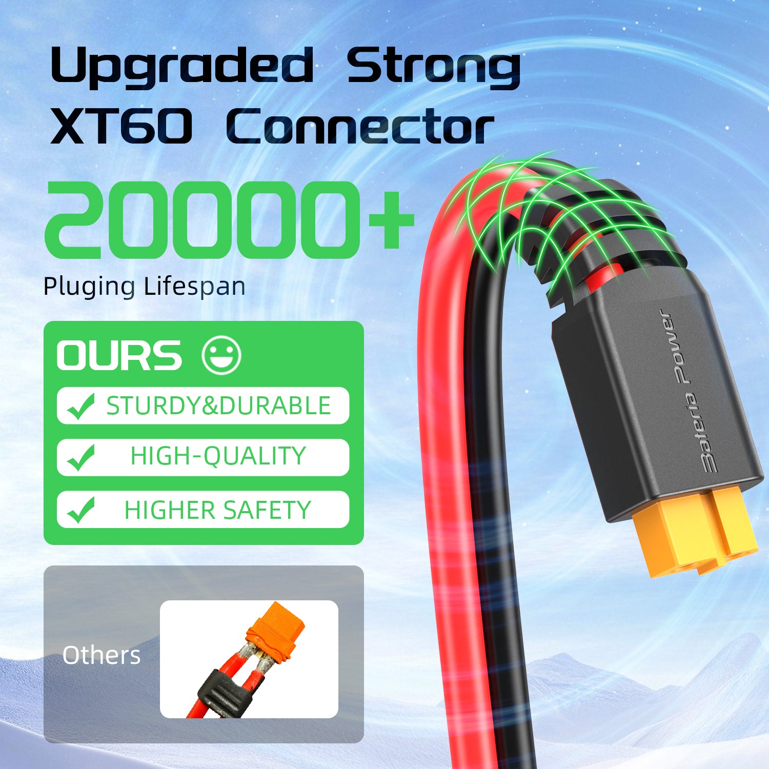 Bateria Power Solar to XT60 Charge Extension Cable 10AWG 25Ft, Solar Connector to XT60 Adapter Cable for Solar Panel to LiFePO4 Battery RV Portable Power Station Solar Generator,10AWG 25Ft
