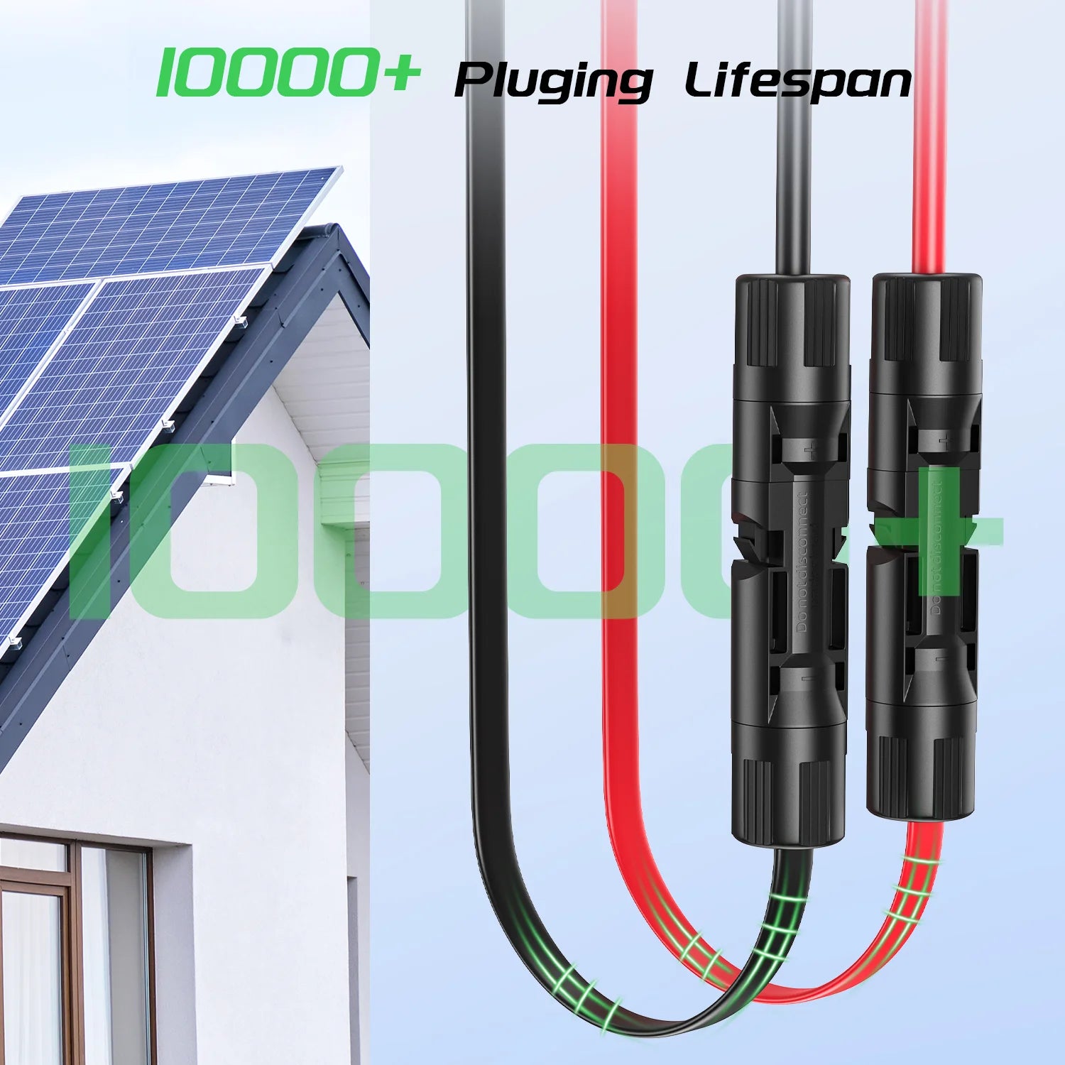  30Amp Balcony Photovoltaic Solar Extension Wire with Male and Female Connectors Solar Panel Adaptor for RV Solar Panels, 1 Pair (Black and Red)