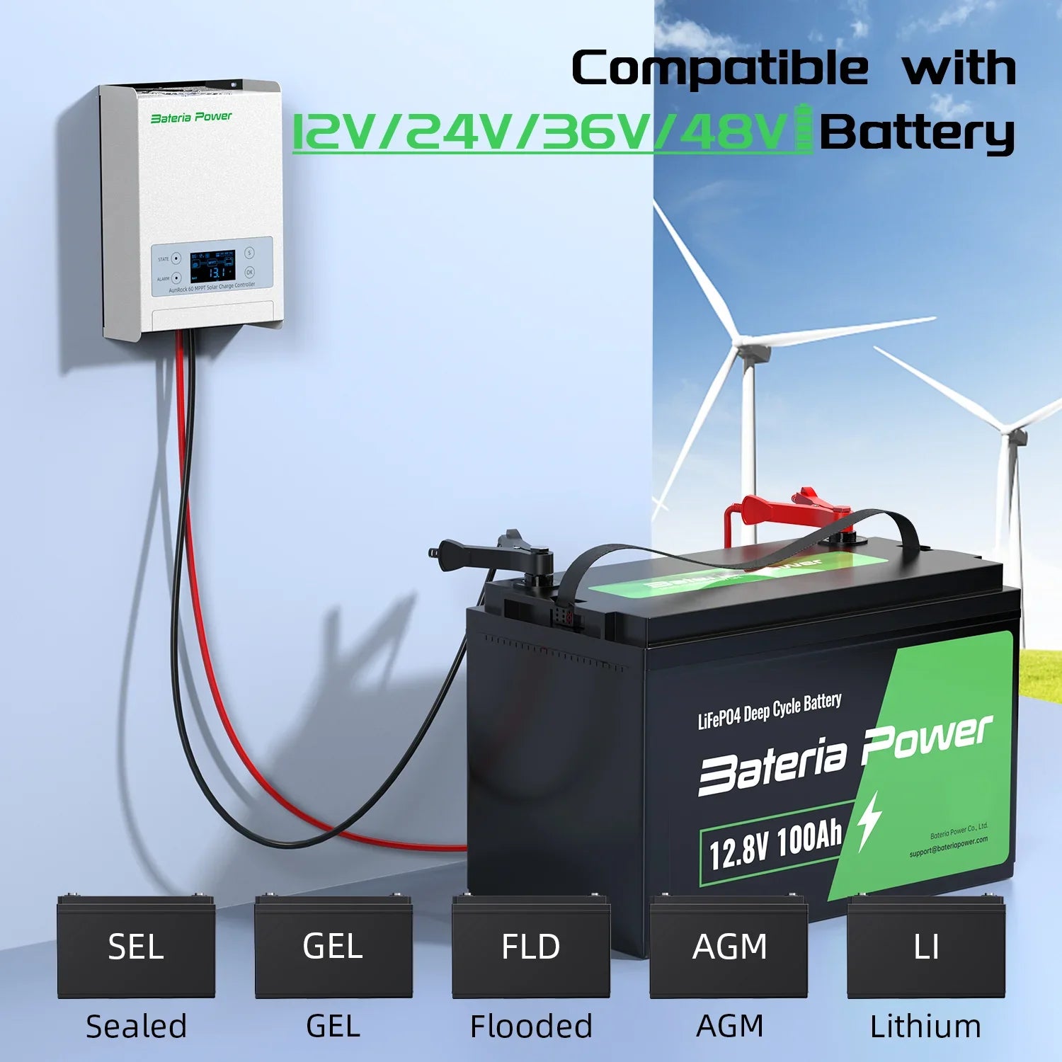 60A Solar Charge Controller MPPT 12V/24V/36V/48V LCD Intelligent Regulator 100V
