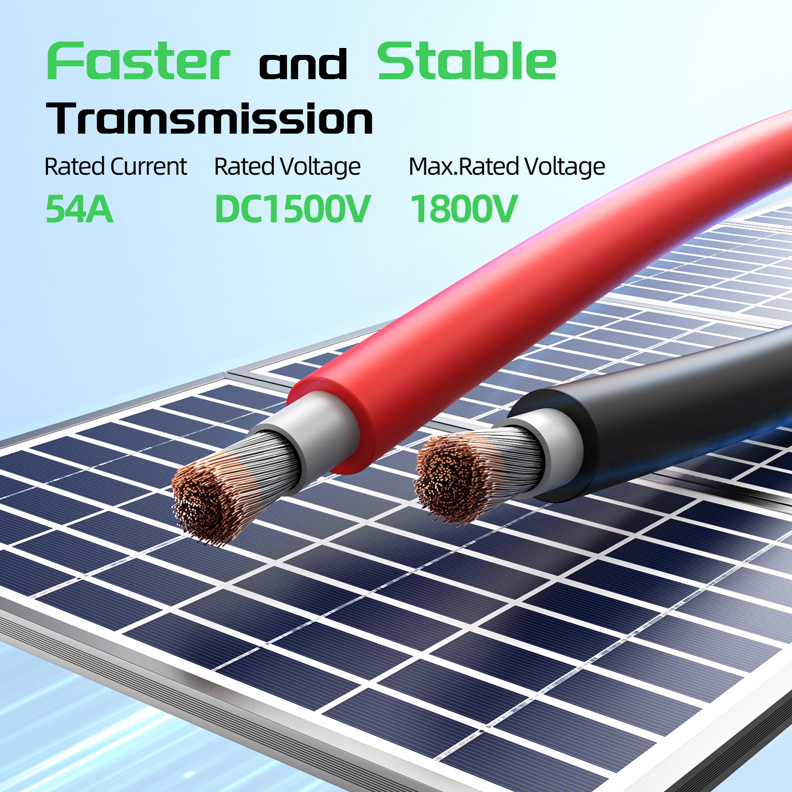 Bateria Power Solar Panel Wire 50Ft Black and 50Ft Red Kit, 10AWG (6mm²) Solar Panel Extension Cable PV Tinned Copper Wire for Outdoor Home Off-Grid Photovoltaic Systems Automotive RV Boat Marine