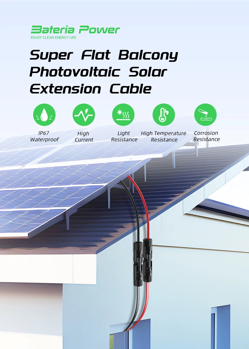 Bateria Power Super Flat Solar Cable Connector