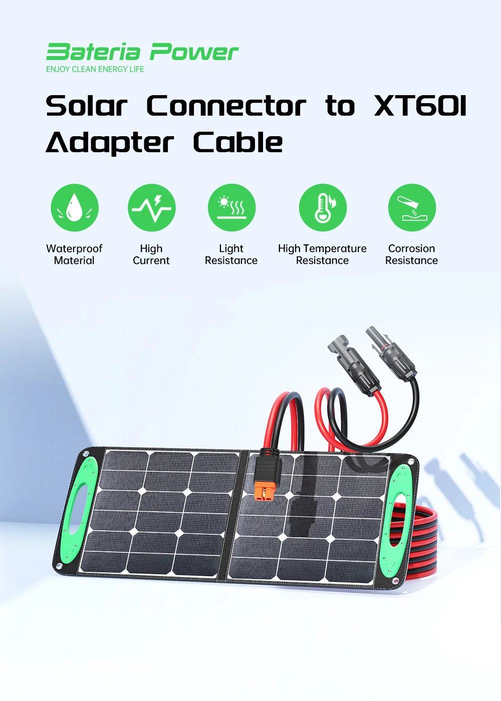 Solar Charge Cable Connector, 12AWG 10FT Solar Connector to Xt60I