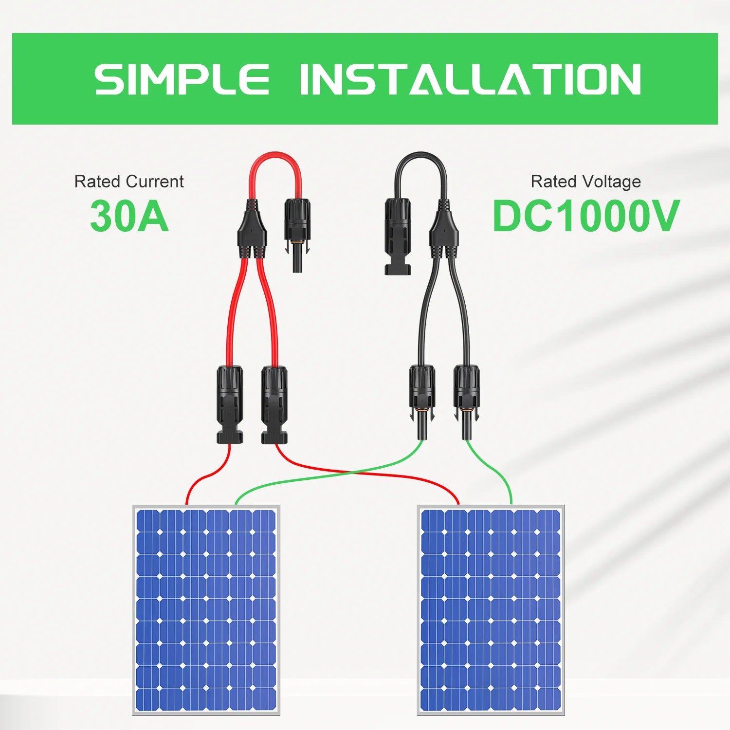 Pdtoweb 2pcs 30A MC4 Y Branch Solar Panels Cable FFM MMF PV Wire Connector  T Splitter – the best products in the Joom Geek online store