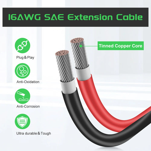  SAE Extension Cable Quick Disconnect Connector 16AWG,for Automotive,Solar Panel Panel SAE Plug