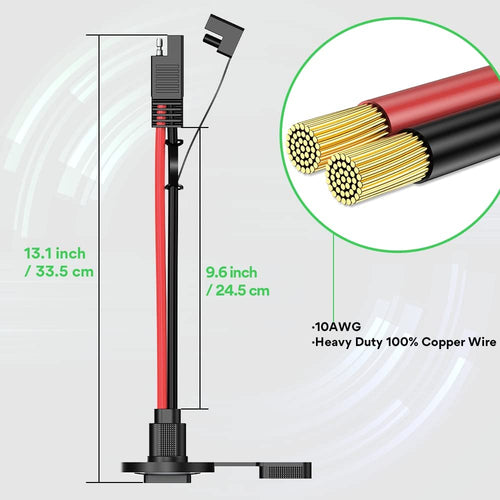 10WG SAE Extension Cable for Solar Generator Battery Charger