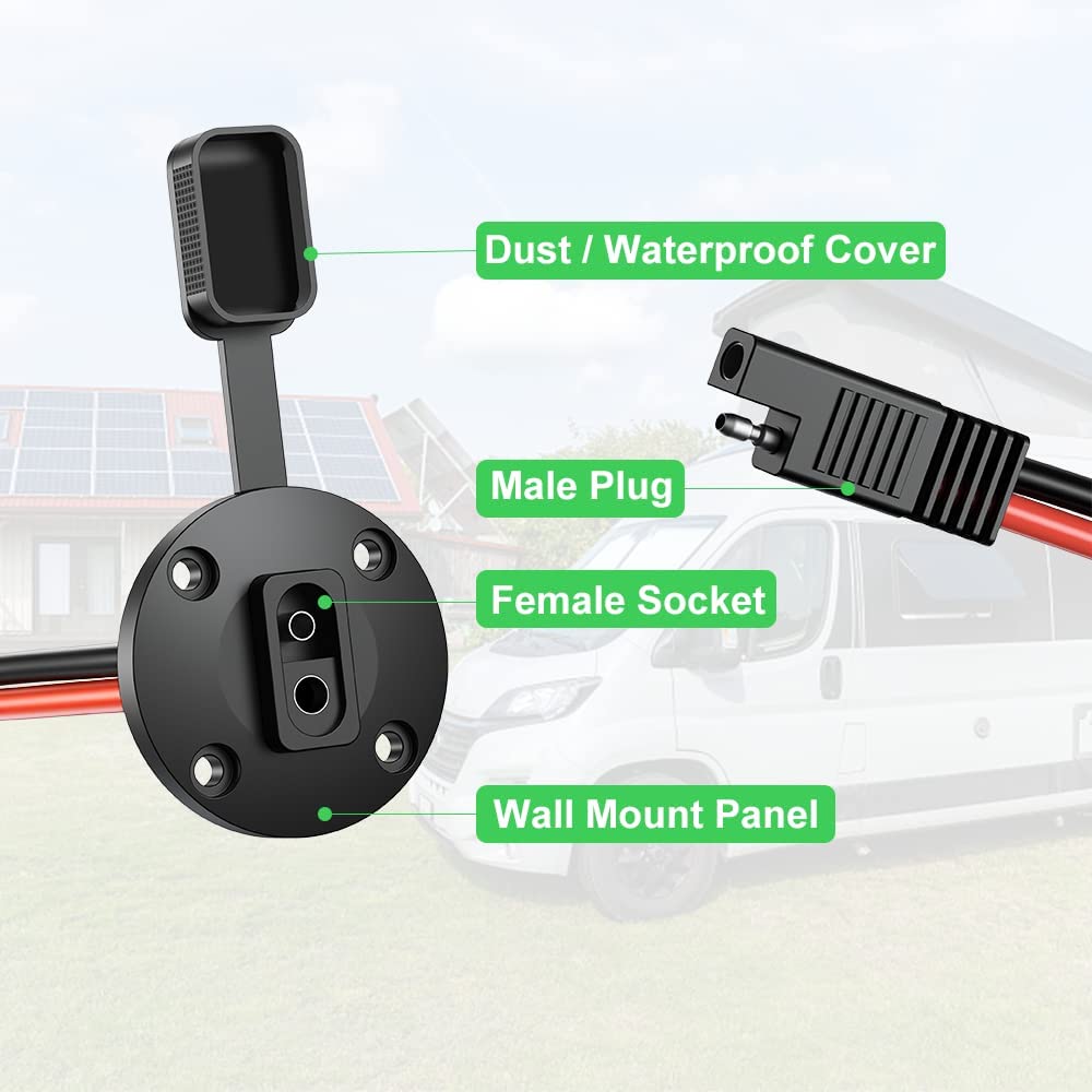 SAE Quick Connect Solar Panel Flush Mount SAE Plug Adapter Cable