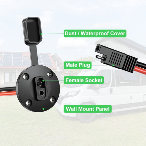 Weatherproof SAE Quick Connect Solar Panel Flush Mount SAE Plug Adapter Cable