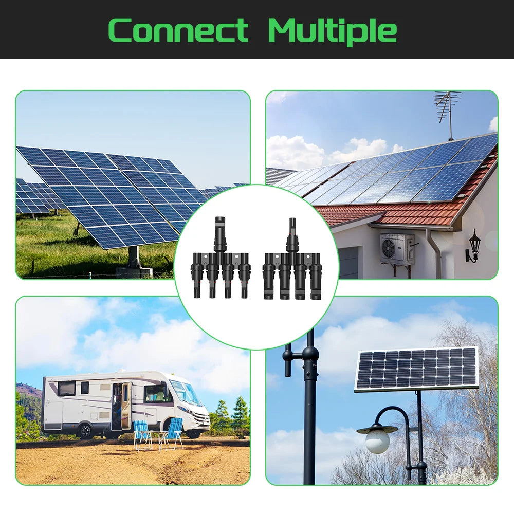 Solar Connectors T Branch Parallel Adapter Cable Quick & simple assembly processing and simple removal of plugs without the aid of any extra instrument