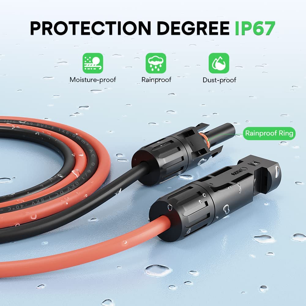 Solar Panel Extension Cable 10 Feet 10AWG with Female and Male Connector Solar Panel Adaptor Kit Tool